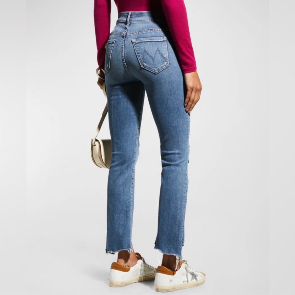 MOTHER Insider Crop Step Chew Denim Jeans High Rise Medium Wash Distressed 27 - Picture 16 of 16